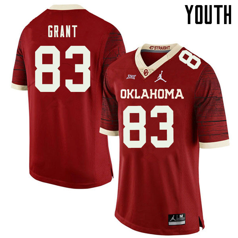 Jordan Brand Youth #83 Cason Grant Oklahoma Sooners College Football Jerseys Sale-Retro